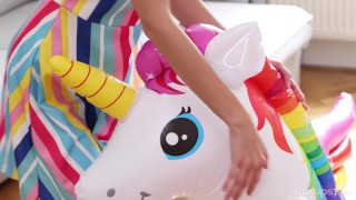 Tatted Teen Horny For Unicorn’s Horn Uses Her Favorite Toy To Masturbate