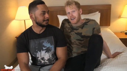 Enzo climbs on top and sits down on Cooper's thick cock