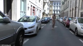 Brunette Babe Aika Naked On Public Streets