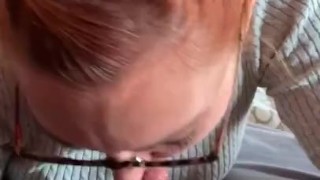 Middle of the day blowjob, cumshot surprise, but loves it!