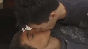 Young gay slurping on lovers hard cock before anal drilling