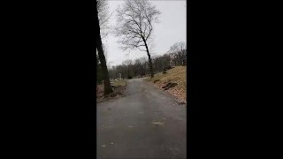 public flashing in the cemetery