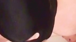 Husband showed me his BJ skills using my BBC Dildo, cum shot & swallow it. 