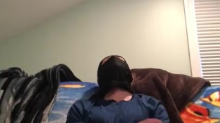 Straight masked Jock blows a load 