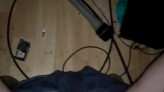 Young Aaron strokes his firm cock