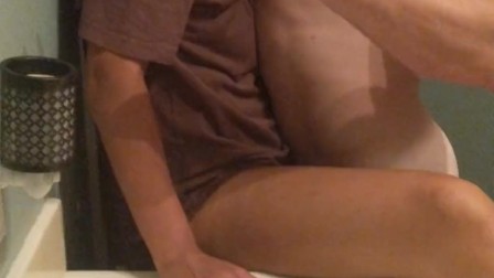 fit asian girl orgasming on big white dick in bathroom pt. 1