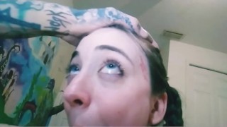 Super hot sloppy deepthroat from blue eyed wife