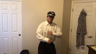 Horny Pilot With Hat Does Strip Tease