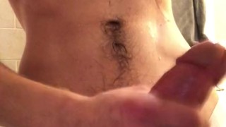 Pissing himself leads to jerk off and cum