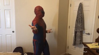 Spiderman Strip Tease, Cock, & Asshole Play