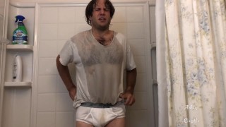 Stud In White Underclothes Piss Splosh