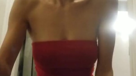 Sexy AF Sucking Some Cock in Her Little Skin-Tight Red Mini-Dress