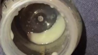 Hot milking teen drinks her breast milk