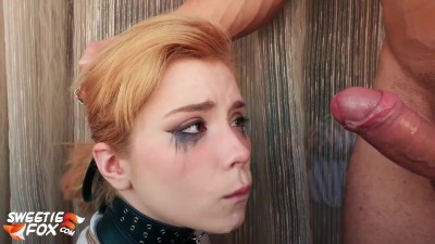 Tiny Schoolgirl with Gag Sloppy Deepthroat and Cum in Mouth - POV
