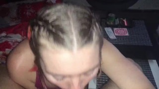 POV close up facial onto green eyed babe!