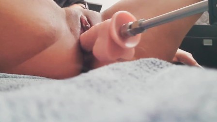 First Time with Fuck Machine Makes Me Squirt and Cum Hard