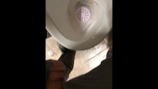 HOW COULD I RESIST PISSING IN THIS GIANT PUDDLE - PUBLIC RESTROOM!