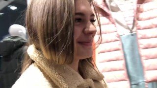DEEPTHROAT BLOWJOB IN THE FITTING ROOM. Swallow his cum