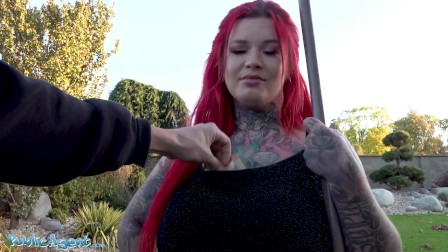 Public Agent Sabien Demonia gets her big tits out and pussy fucked