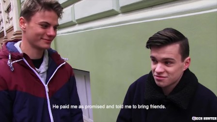 CZECH HUNTER 505 -  Twink Buddies Have A Threesome With A Stranger For Cash