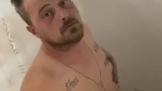 Shower time with a big boy