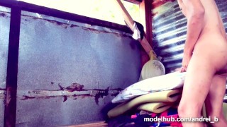 Andrei_B Jerking Off and Cumming at a Public Shelter