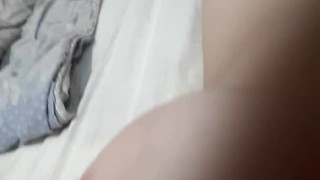Exciting pain, flogging himself with a whip on pussy and boobs