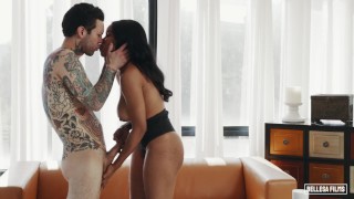 BellesaFilms - Busty chick Jenna Foxx rides hard cock with her hairy pussy