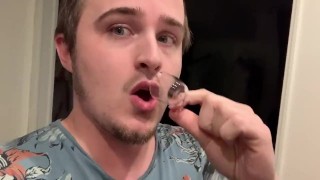Cumming in a small measuring glass