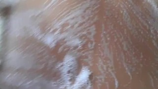 Soapy tits will you cum play with them!!