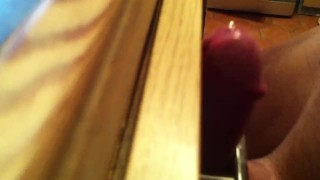 kitchen door fuck with cum