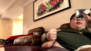 Rich Fat Man Has Warm and Relaxing Solo Masturbation Session in Cabin