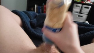 Blowing my load into a homemade fleshlight