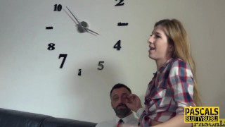 Kinky tattooed submissive deep throats