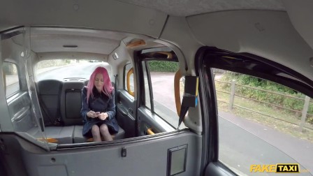 Fake Taxi Pink haired Roxy Lace fucks big ebony cock in a taxi