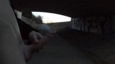 Double scenes | Caught by a passing car & risky cumload under a bridge