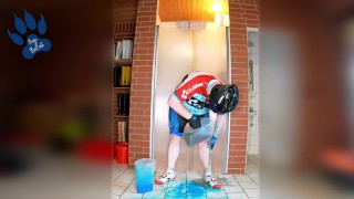 leftover gunge paw in cycling gear