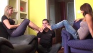 foot girls order guy to lick their feet Porn Videos