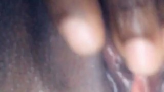 Rubbing my tight wet black pussy