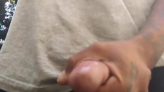 Pandoras_Cock couldn't resist the urge to bust a fat nut outside! 