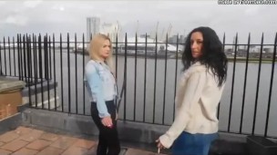 blowjob threesome on rooftop in london
