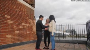 blowjob threesome on rooftop in london