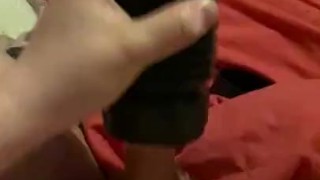 Using my flashlight to wank off with and big moaning and cumshot 