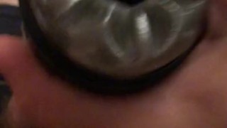 Collecting oozing cum from my Uncut cock fleshlight quick shot