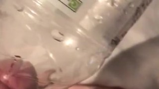 Big hard hairy cock cum in bottle