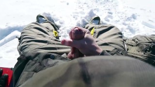 POV masturbation in the snow, Winter outdoor
