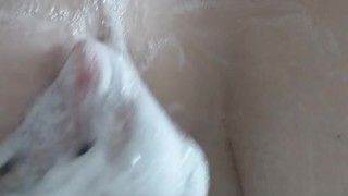 Cum clean - Soapy Shower Tit play