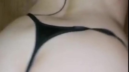 My friend models her thongs and jerks me off until I cum in her hands!