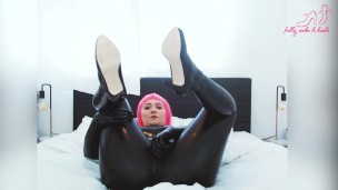 Curvy PAWG Playing With BBC Dildo in Full Latex