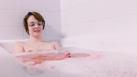 College GF teases you from her bath.